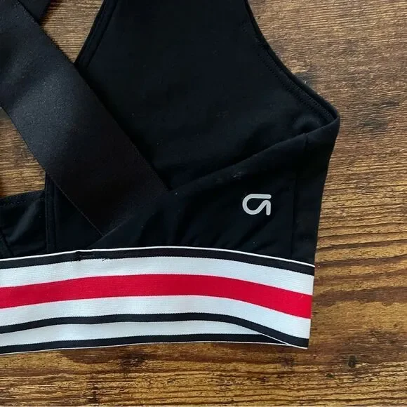 GAP Black Sports Bra with Red and White Stripes - Picture 4 of 8